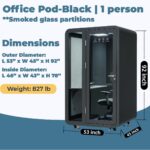 Solo Office Pod, Sound Pod, Mobile Office Pod Booth, SoundProof Booth for Office, Privacy pod, Mobile Roller with Desk, LED Light, Centrifugal Fans and AC... - Image 7