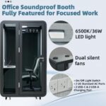 Solo Office Pod, Sound Pod, Mobile Office Pod Booth, SoundProof Booth for Office, Privacy pod, Mobile Roller with Desk, LED Light, Centrifugal Fans and AC... - Image 6