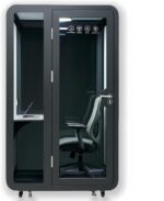 Solo Office Pod, Sound Pod, Mobile Office Pod Booth, SoundProof Booth for Office, Privacy pod, Mobile Roller with Desk, LED Light, Centrifugal Fans and AC...