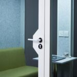 GEARONIC Mobile Office Pod Booth, Sound Proof Office Pod Booth with Mobile Roller, Larger Space for 2-4 People, LED Lighting System,Fans and AC USB... - Image 5