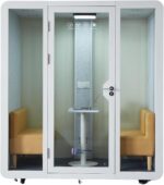 GEARONIC Mobile Office Pod Booth, Standard Sound Proof Office Pod for 2 People, Sound Pod Booth with Mobile Roller, LED Lighting System,Fans and AC USB Ports - Image 11