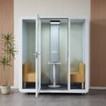 GEARONIC Mobile Office Pod Booth, Standard Sound Proof Office Pod for 2 People, Sound Pod Booth with Mobile Roller, LED Lighting System,Fans and AC USB Ports - Image 10