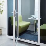 GEARONIC Mobile Office Pod Booth, Sound Proof Office Pod Booth with Mobile Roller, Larger Space for 2-4 People, LED Lighting System,Fans and AC USB... - Image 4