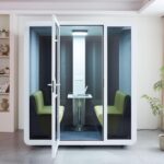 GEARONIC Mobile Office Pod Booth, Sound Proof Office Pod Booth with Mobile Roller, Larger Space for 2-4 People, LED Lighting System,Fans and AC USB... - Image 6