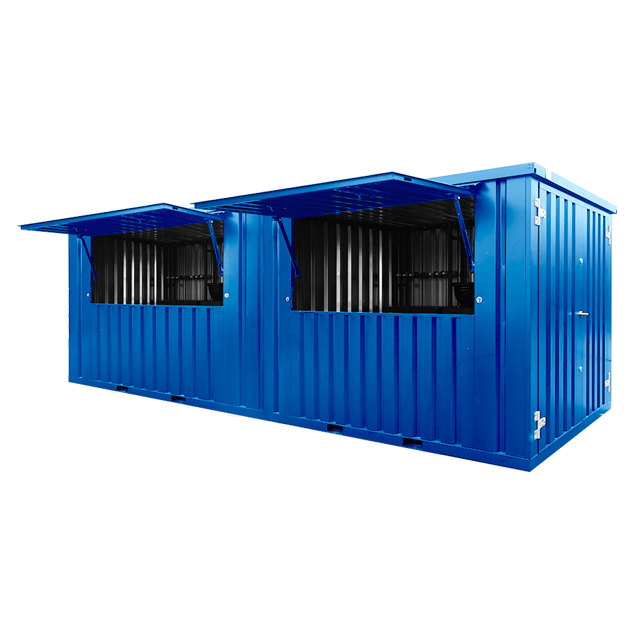 FOCO-BAR-6X2-RAL-5012-1-1 20 Foot XL Blue Container Bar – Perfect for Mobile Bars, Restaurants & Events - Image 1