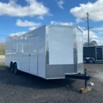 Fast Cargo 8.5×24 Enclosed Trailer for Sale White, In Stock. Call for Free Estimate with Rent to Own Available & Delivery Available.