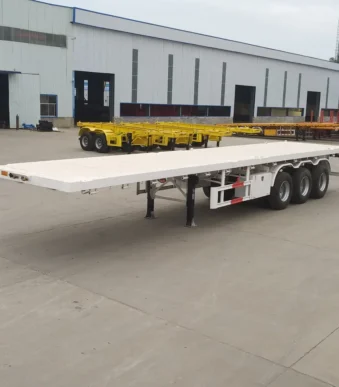 3 Axle Transport 20ft 40ft Container Flatbed Semi Trailer For Sale