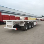 3 Axle Transport 20ft 40ft Container Flatbed Semi Trailer For Sale - Image 3