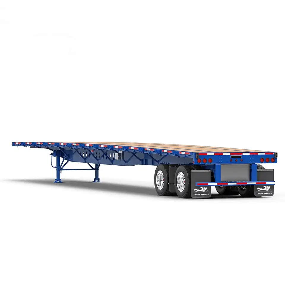 45ft Semi Trailer – 3 Axle Low Flatbed Container Semi Trailer 45ft Semi Trailer – 3 Axle Low Flatbed Container Semi Trailer