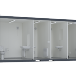 20′ Toilet Container, Three Standard And One Barrier-free Toilet, Premium