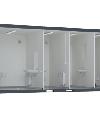 20′ Toilet Container, Three Standard And One Barrier-free Toilet, Premium